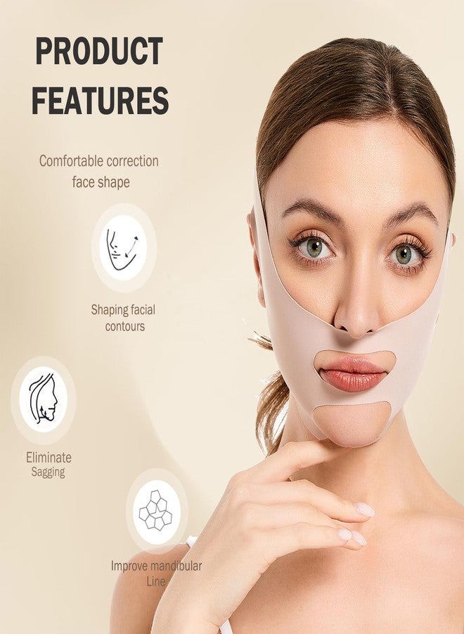 MASIKA Chin Strap for Sleeping，V-Line Mask,，V-Line Lifting Chinstrap，Jaw Exerciser, Reusable Face Strap.Jaw Strap,Jawline Shaper,Double chin strap，Chin lifting strap，Face lifting strap，Pink,M - Image 2